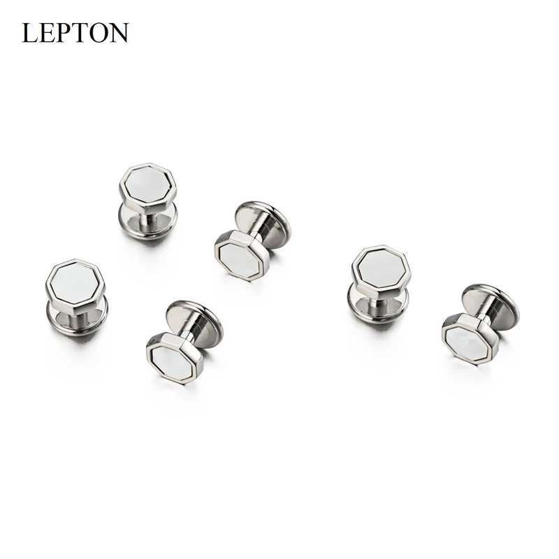 Lepton mother of pearl cufflinks tailcoat stud set fashionable shell cufflinks necklace stud cufflinks mens jewelry direct shippingT250412