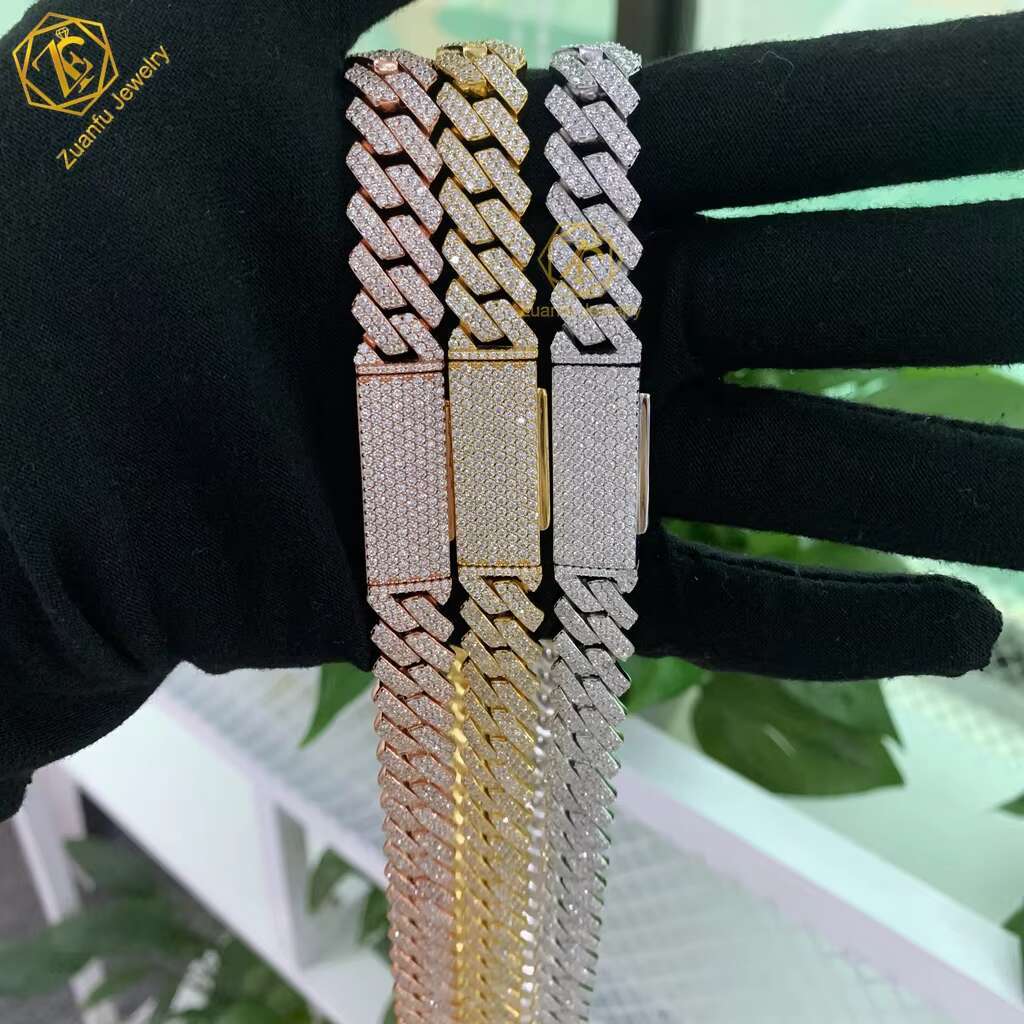 Wholesale 6MM 8MM 10MM 12MM 15MM Vvs Moissanite Cuban Link Bracelet Men Fast Delivery Hip Hop Style Iced Out Diamond Cuban Chain