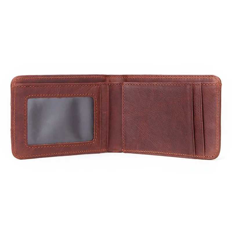 RFID mens casual small wallet mens cowhide leather mens ultra-thin wallet mini wallet with card slot pocket wallet Z250411