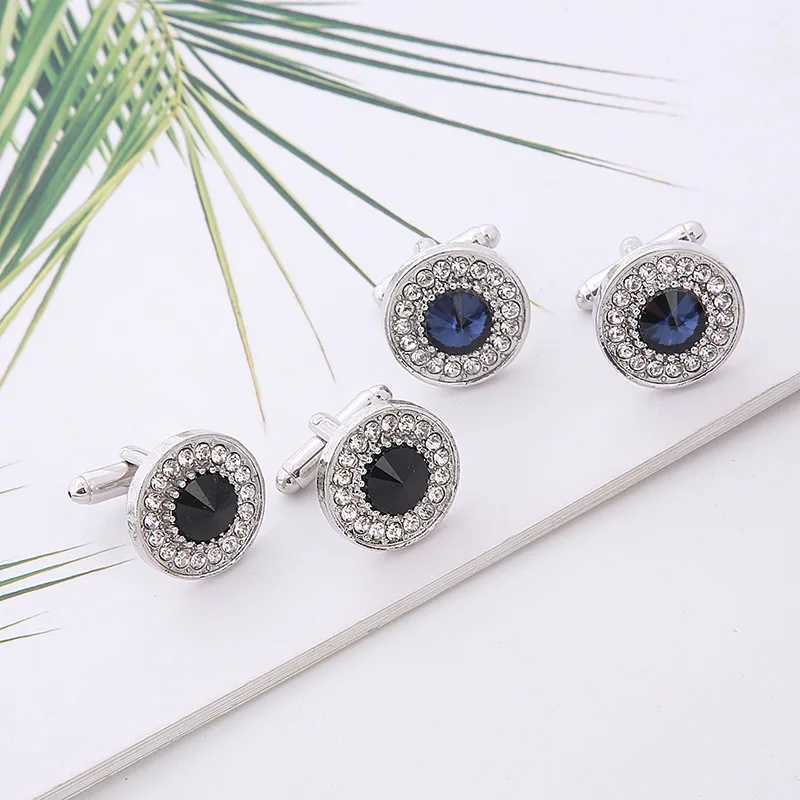 Shining black crystal mens business suit cufflinks shirt sleeve buttons wedding formal dress cufflinks mens best giftT250412