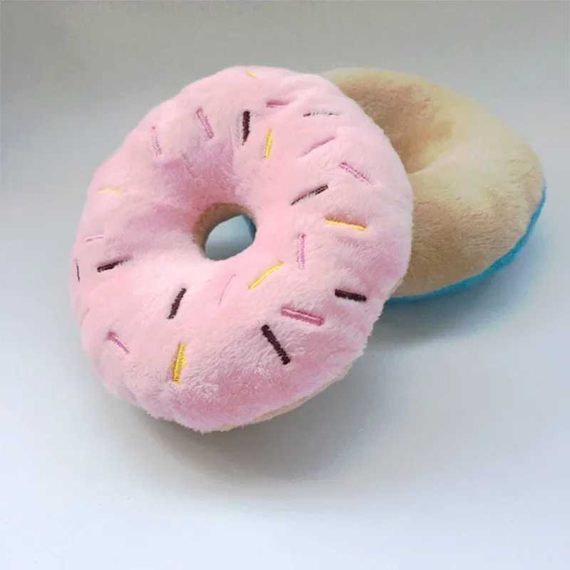 High Quality Soft Dog Doughnut Plush Pet Dog Toy Dog Chewing Toy Cute Puppy Squeezer Sound Toy Fun Puppy Mini Dog Interactive Toy T2504012
