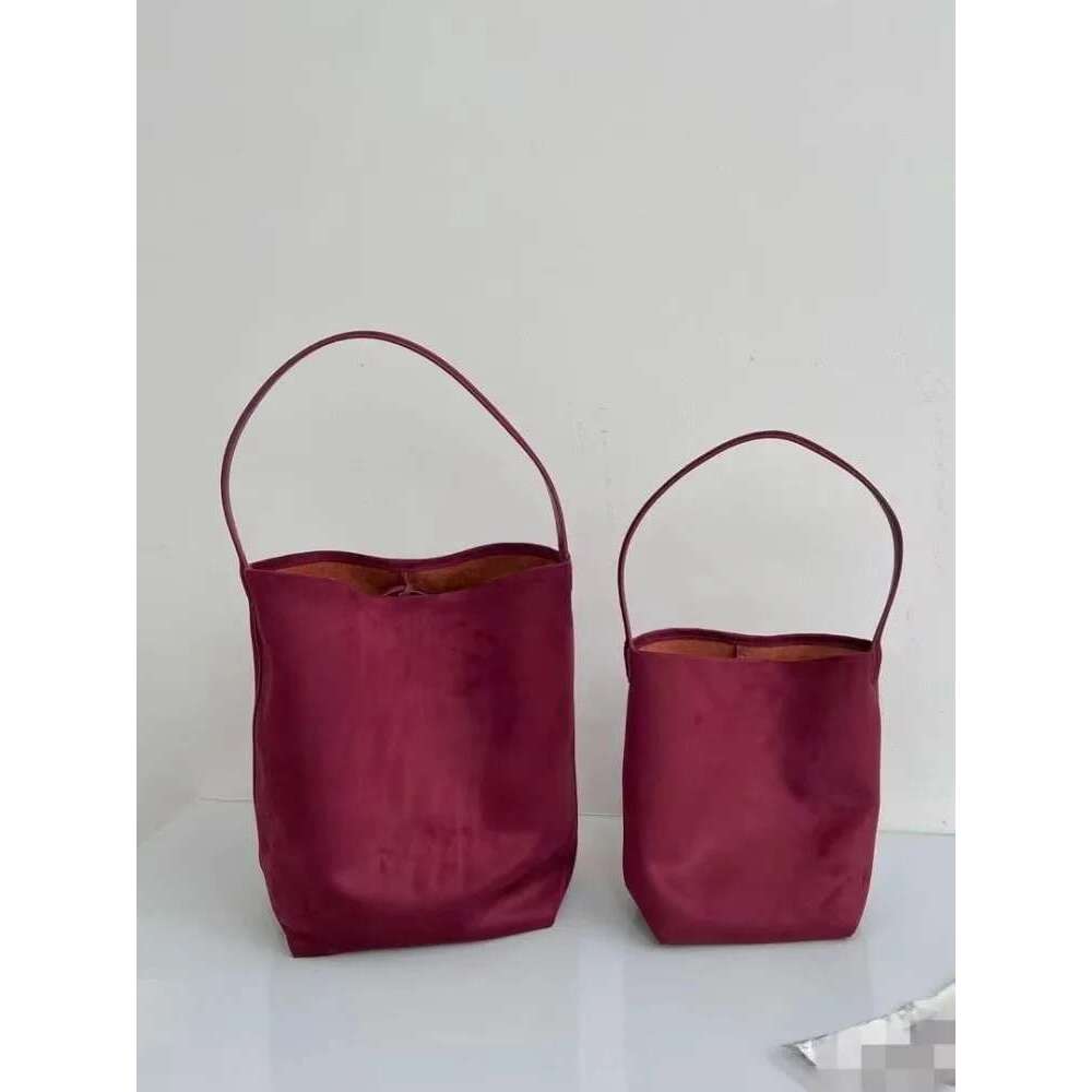 Casual Versatile Women Solid Color Suede Genuine Leather Single Shoulder Bag Large Capacity Totes Handbag Ladies Bucket Bags
