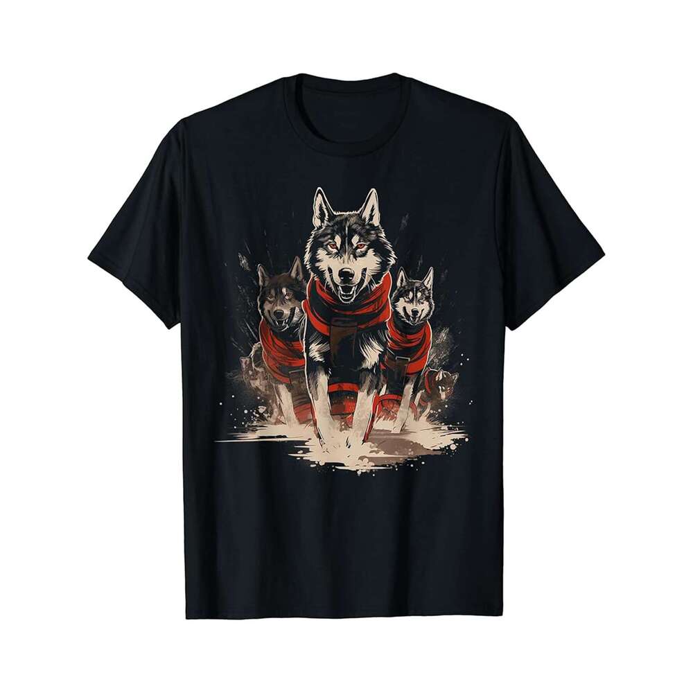 Designer T shirt Sled Dog Racing Christmas Graphic Tees for Men Men - 220g T shits