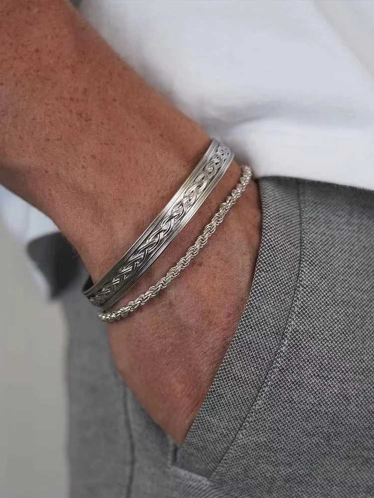 Simple Silver Color Stainless Steel Twist Chain Bracelet For Men Hip Hop Jewelry Women Adjustable Bracelet Party AccessoriesC250411