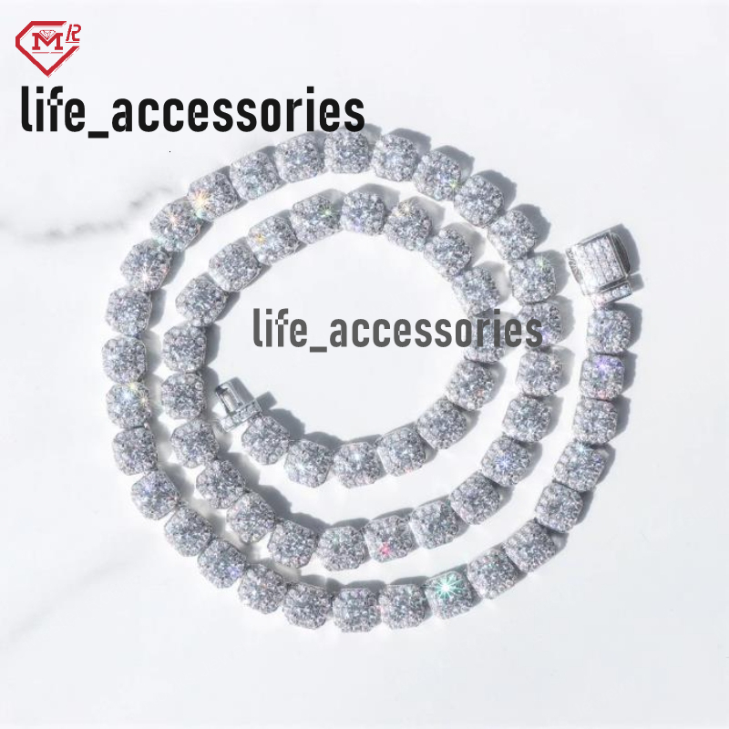 7MM Hip Hop Necklace Tennis Chain Claster 925 Sterling Silver Vvs Iced Out Moissanite Tennis Chain