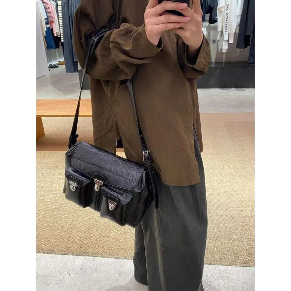 High Quality Women Cowhide Genuine Leather Shoulder Vintage Office Lady Messenger Bags New Fashion Flap Strap Crossbody Bag