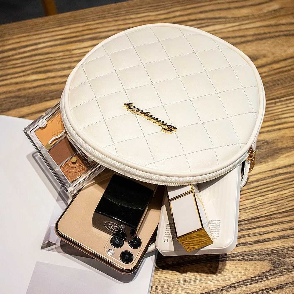 New Summer Round Shoulder Bag 2025 - Diamond Grid Thread Embroidery Sweet Girl Small Crossbody Fashion BagT2511112