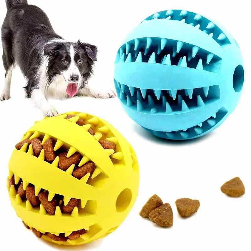 High Quality 5cm natural rubber pet dog toy dog chew toy teeth cleaning treatment ball super hard interactive elastic ball for pet products T2504012