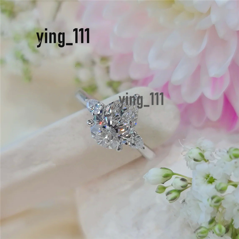 Jewelry 2.0 Ctw 3 Stone Pear Cut Lab Diamond Engagement Ring in 14K White Gold E VS1 Pear CVD Lab Grown Diamond IGI Certified Wedding Gold Ring