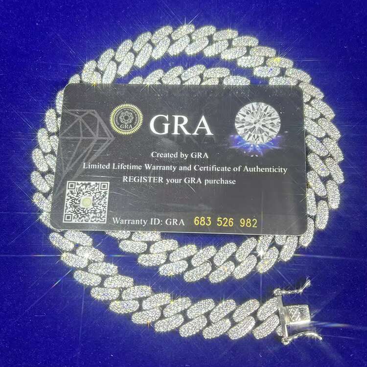 New Design 13mm 3rows Cuban Chain Fine Jewelry S925 Silver 18k Gold Plated Moissanite Cuban Link Chain Mens Hip Hop Necklace