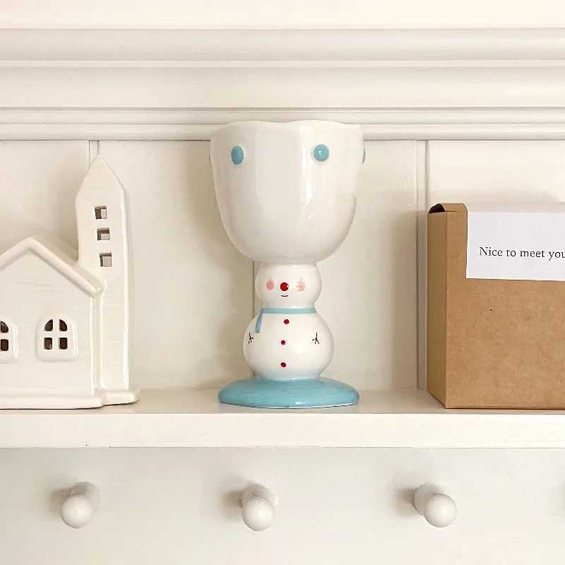 Christmas Christmas Cute 3D Snowman Shaped Water Cup Hand Painted Tall Cup High Beauty Gift for Friends As A Companion Gift Y251112