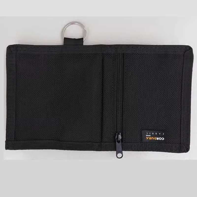 Mini card wallet for men casual coin wallet nylon waterproof cloth mini card holder mens folding wallet mens black Z250411