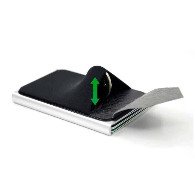 YUECMIE Slim aluminum wallet with elastic back pocket ID card holder mini RFID wallet automatic pop-up bank card shell Z250411