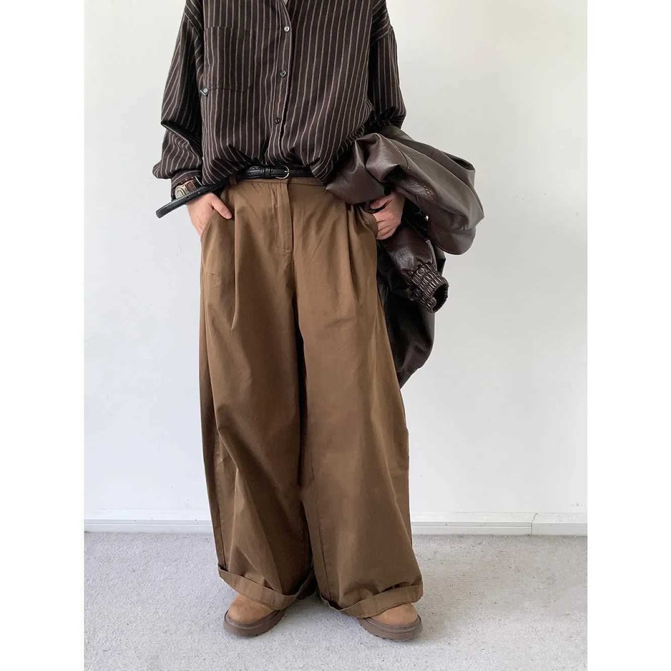 Japanese retro mens basic workwear mens spring and autumn loose casual pants Ins boyfriend styleXJ250412