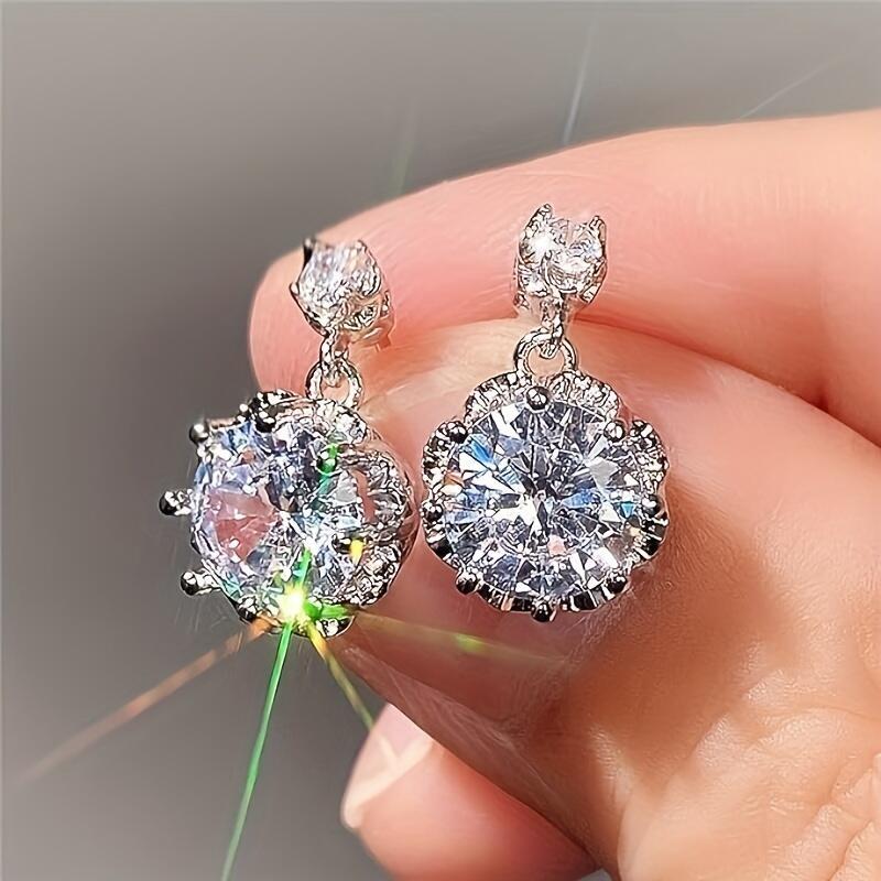 Female Pendant Earrings Crystal Jewelry for Wedding Party Elegant Lady Engagement Accessories Gift