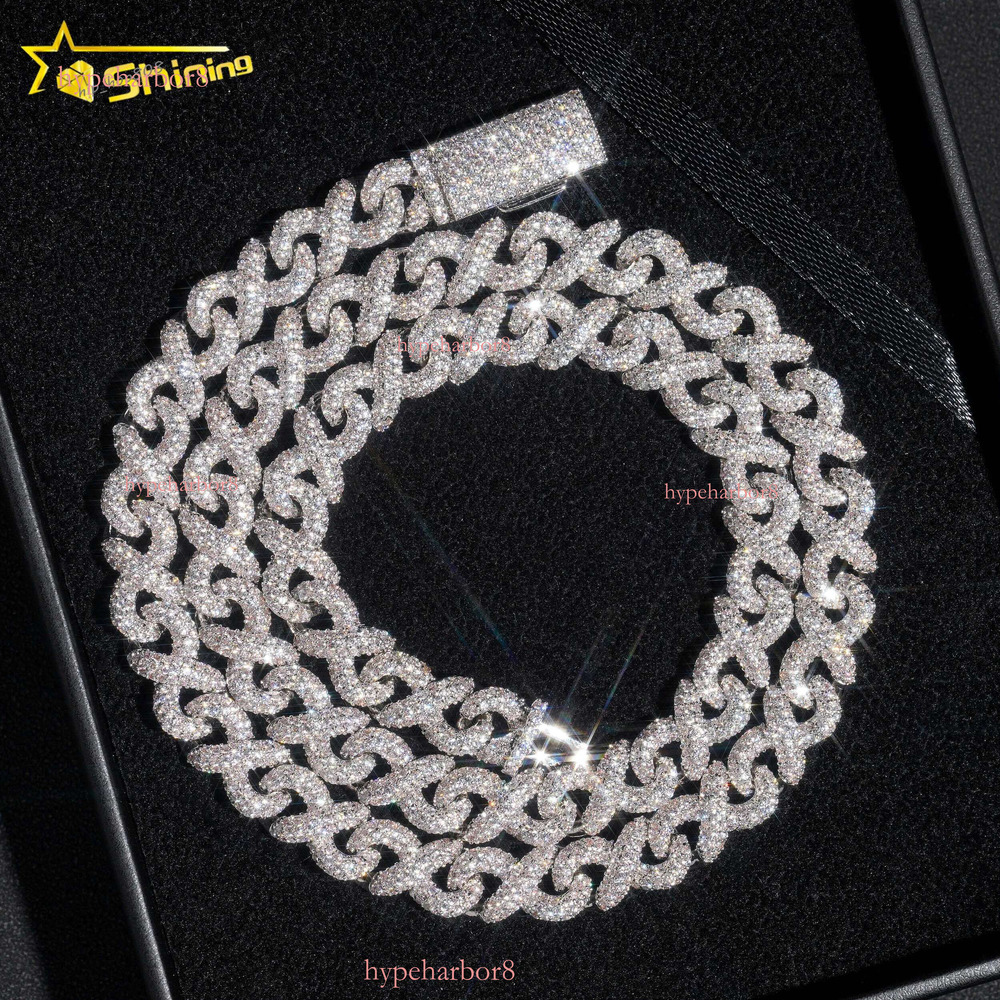 Sterg Sier Necklace Moissanite Cuban S Gold Plated GRA Dia Iced Out k Chain for Men