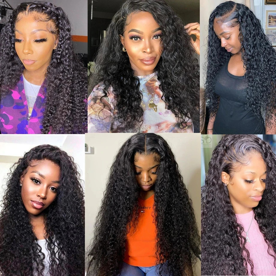 Kinky Curly Wigs 100% Human Hair Wigs Water Deep Wave Brazilian HD Lace Frontal Wig 13x6 HD Lace Front Human Hair Wig For Women 250409