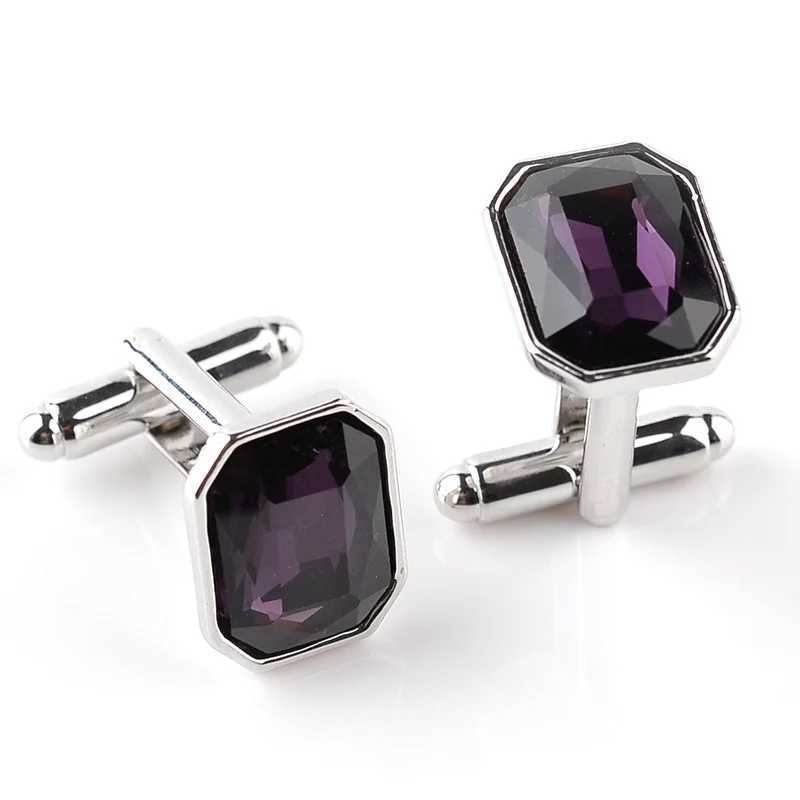 Real stone cufflinks pink blue purple green orange crystal cufflinks mens business cufflinks mens shirt cufflinksT250412