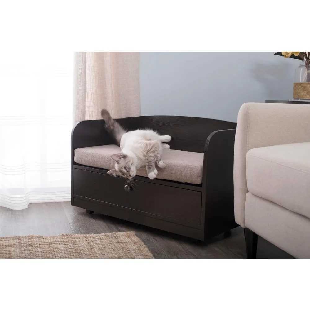 Paws with storage drawers espresso/sand and Perth pet bed X250412