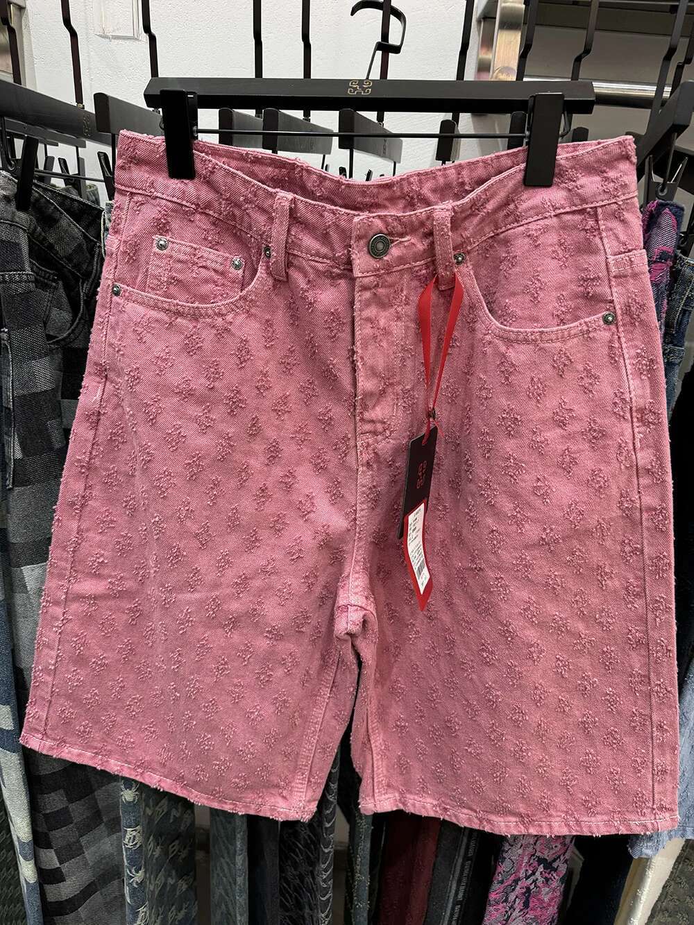 New Summer Men Distressed Short Jeans Vintage Jacquard Straight Leg Men's Denim Shorts Pants