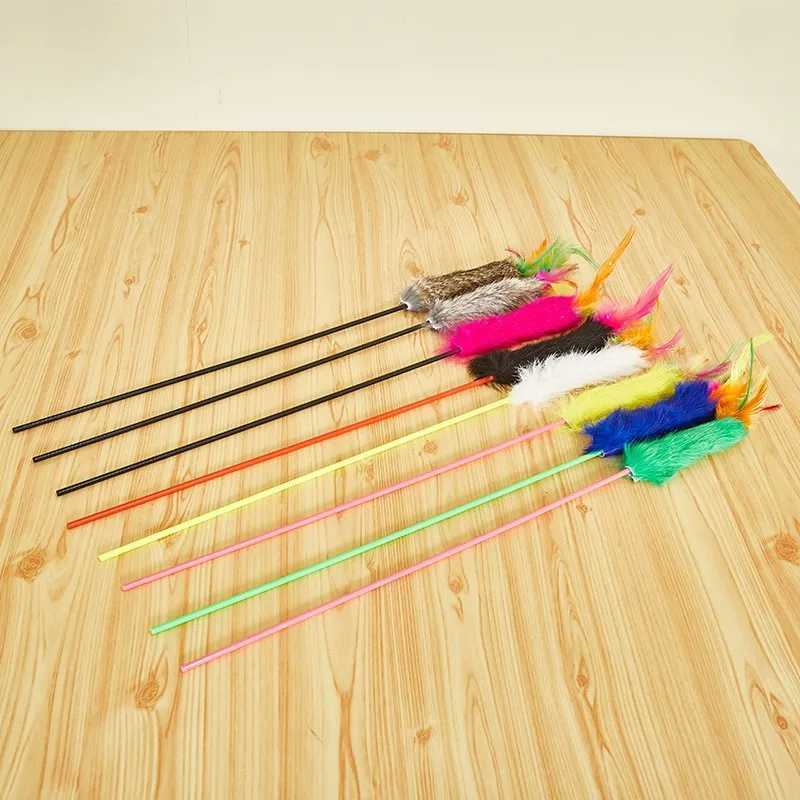 1 Cat Toy Fun Pet Toy for Cat Interaction Cat Stick Feather Kitten Toy Random Color Pet Supplies Y250412