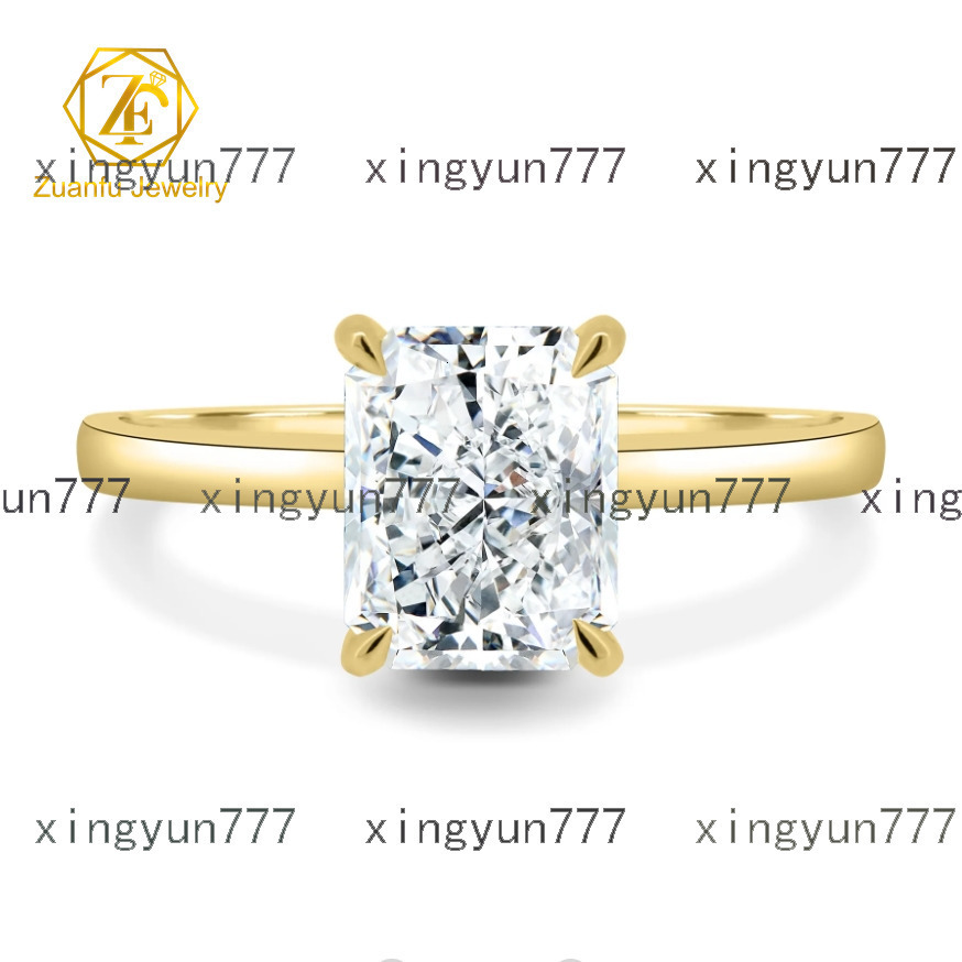 ZUANFO Fine Jewelry Elegant 14k Gold Purity Ring Women Girls Lab Created Diamond 2ct Radiant Cut Moissanite Wedding Ring