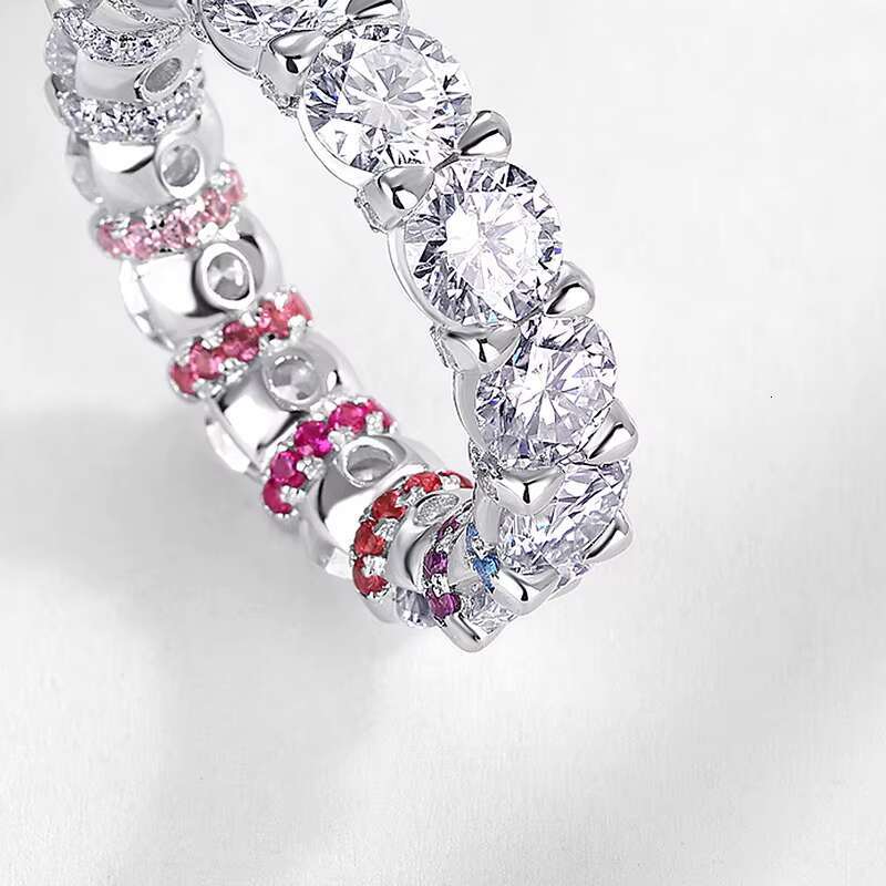 Panyu Jewelry Eternity Design Love Clear Moissanite 925 Silver Ring for Women Fine Jewelry