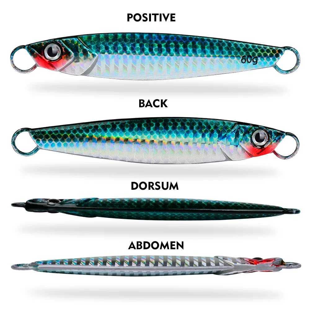 PROBEROS Luya Iron Plate Sea Fishing Metal Bionic Bait 17g/21g/24g/30g/40g/60g Double Hooks Luminous Fake Bait Wholesale Z250411