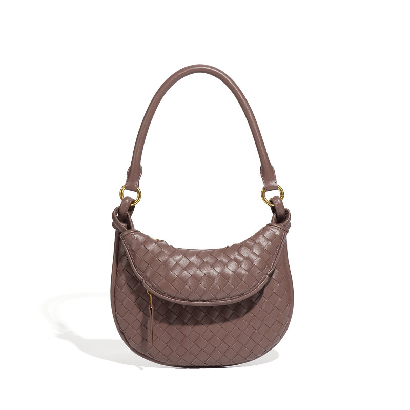 Woven Twin Bag Women's Fashion PU Leather Handbag Designer Underarm Shoulder Bag