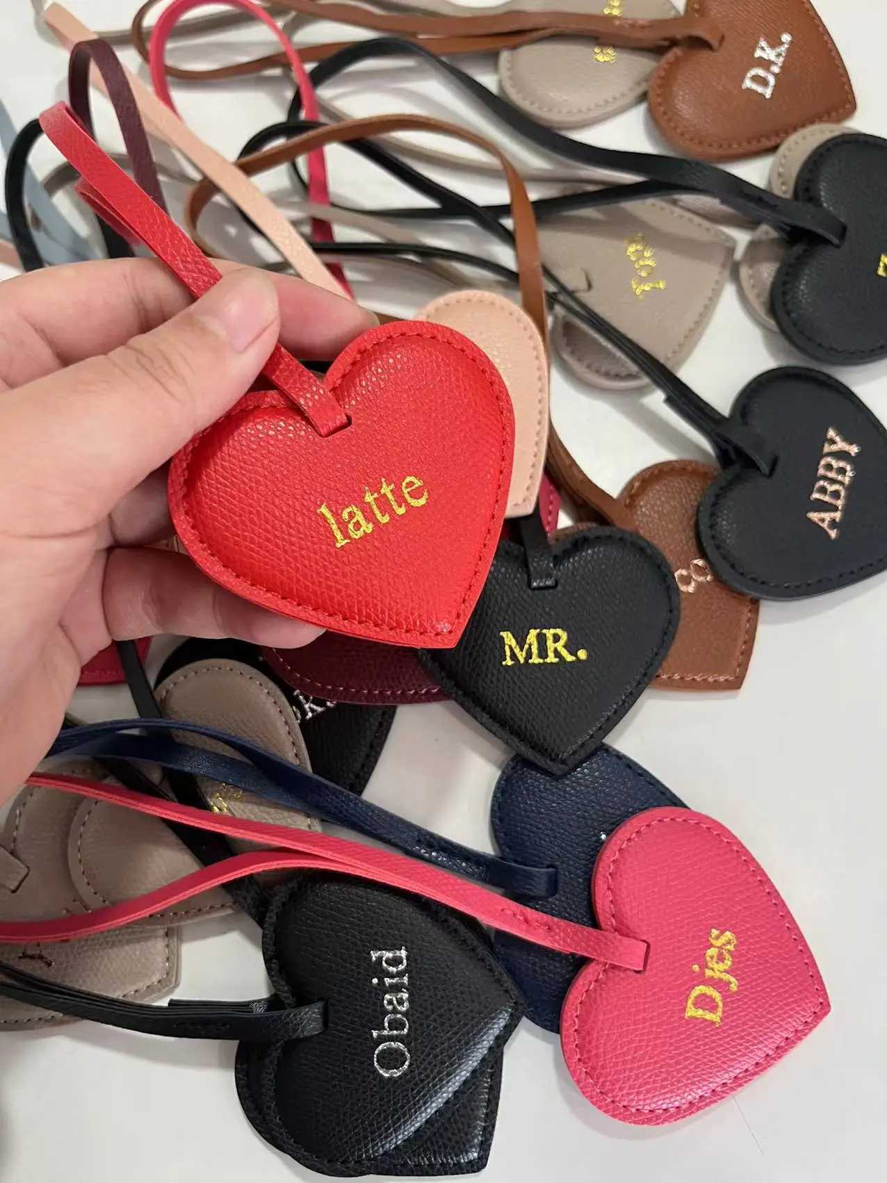 Free Initials Personalized Women PU leather Peach bag Pendant high level Keychain charm Black to school gift backbag DecorationW251112