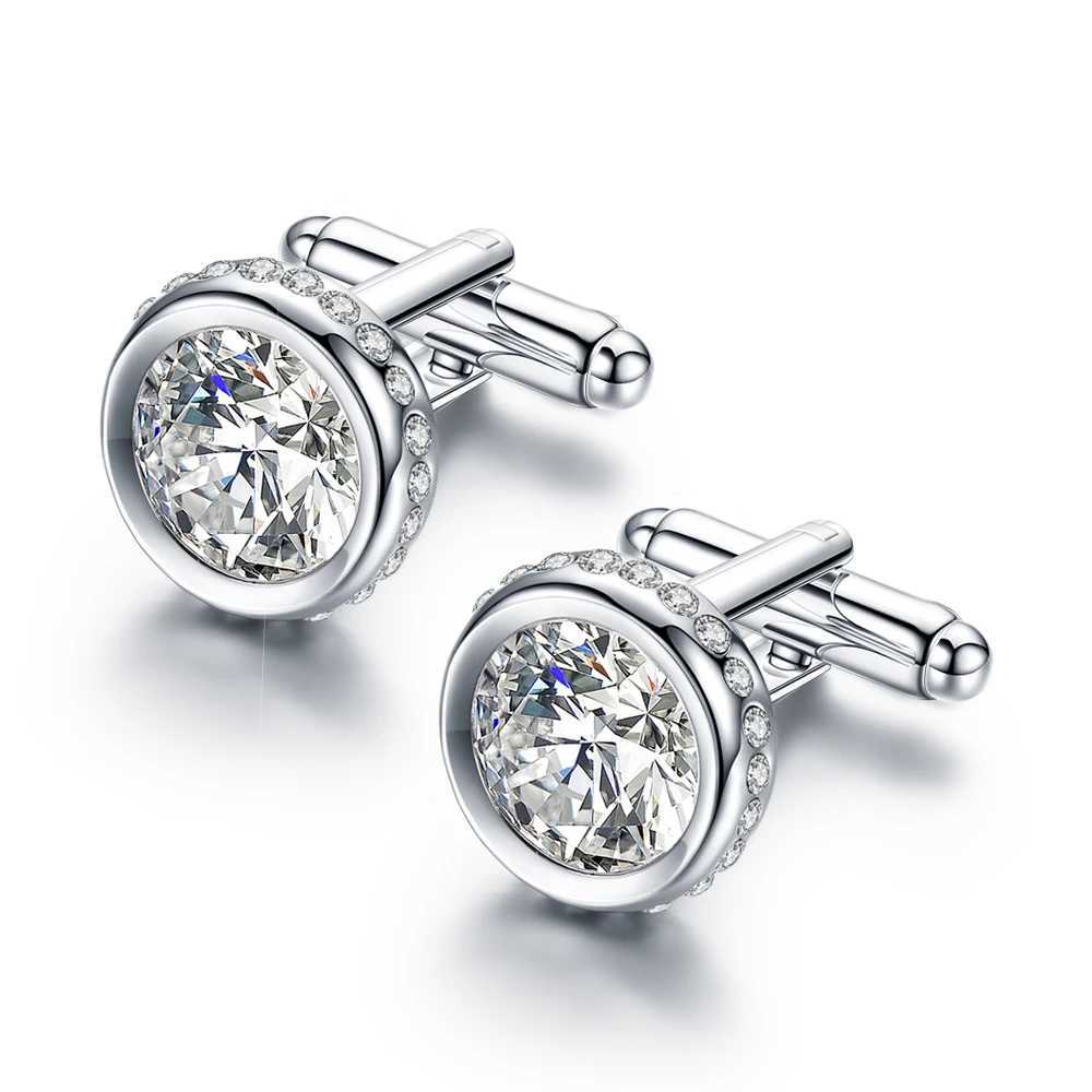 Mens crystal shirt cuffs grooms gift wedding cufflinks for mens fathers husbands and friendsT250412