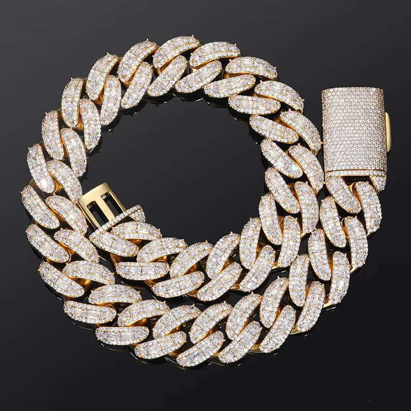 Fashion Jewelry Womens Cuban Chain Bracelet 18K Gold Plated Zircon - Elegant Copper Jewelry