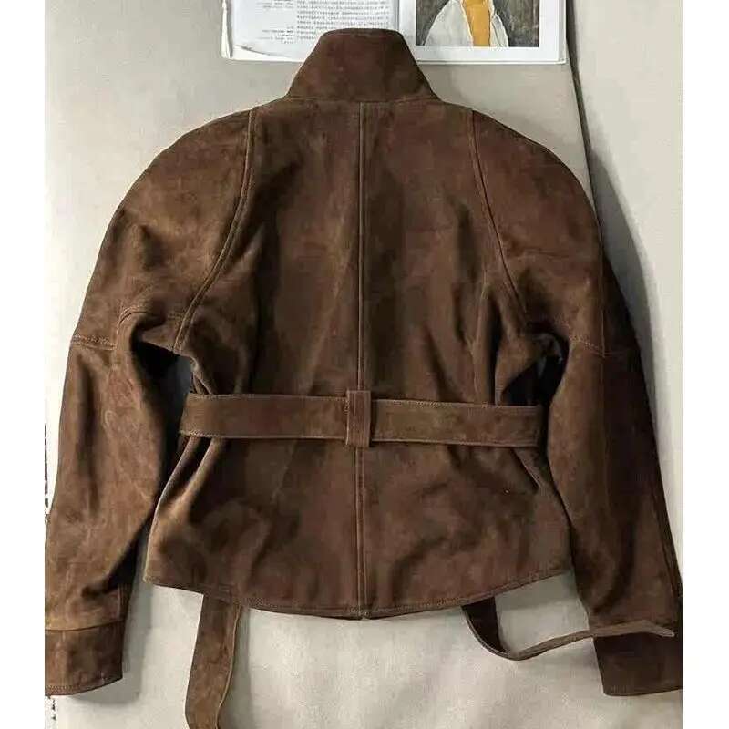 Maillard Brown Waist-Tight Short Coat Korean Style Beautiful High-Grade Young Wind Windbreaker