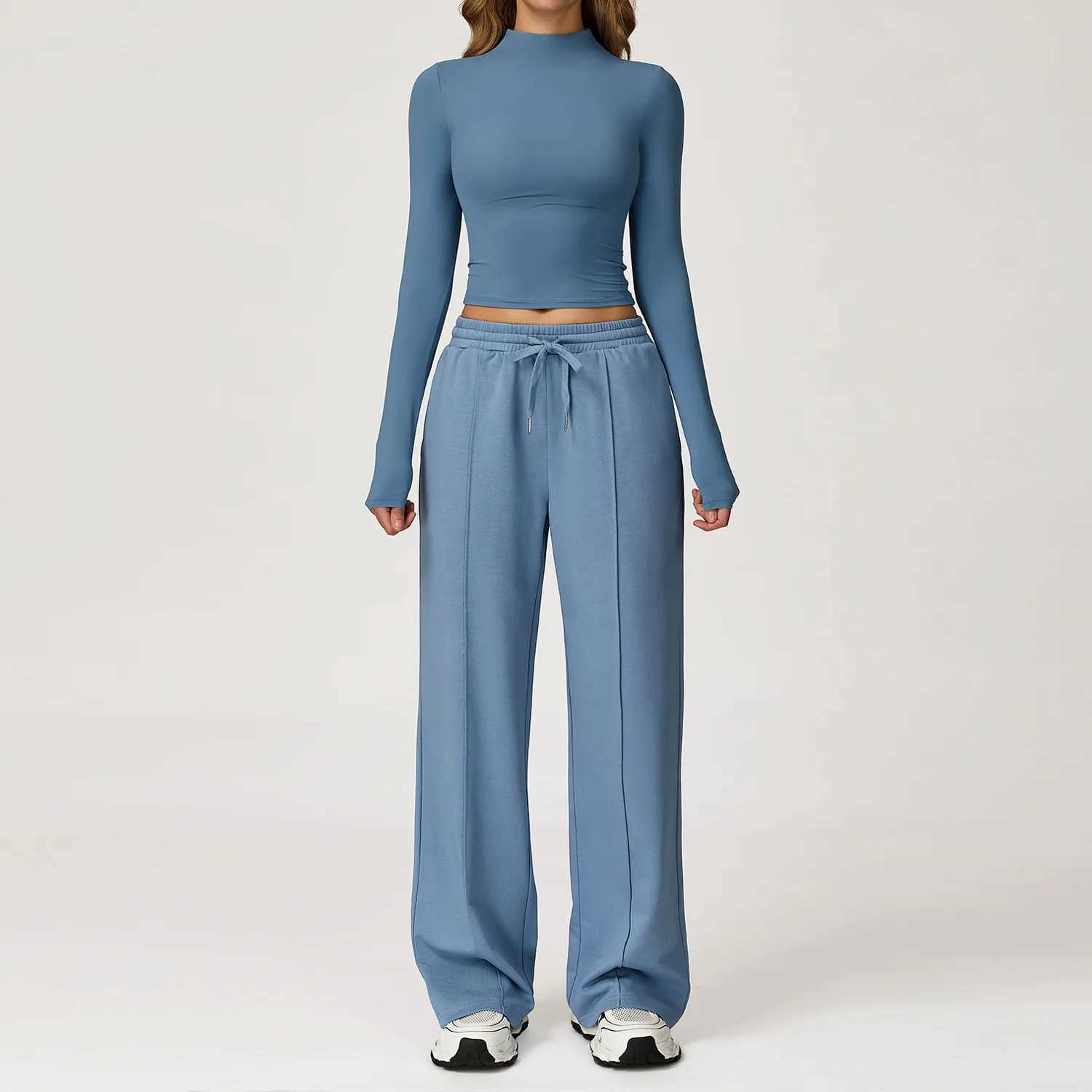 Yoga Set 2PCS Women Sportswear Push Up Workout Clothes Sports Suits Gym Legging Fitness Bra Crop Top Long Sleeve Athletic Wear J251112