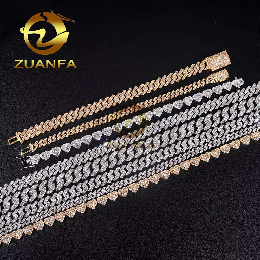 Cheap 8mm 10mm 12mm 13mm Vvs Moissanite k Men's Quick Delivery Hip Hop Style Iced Cuban Chain
