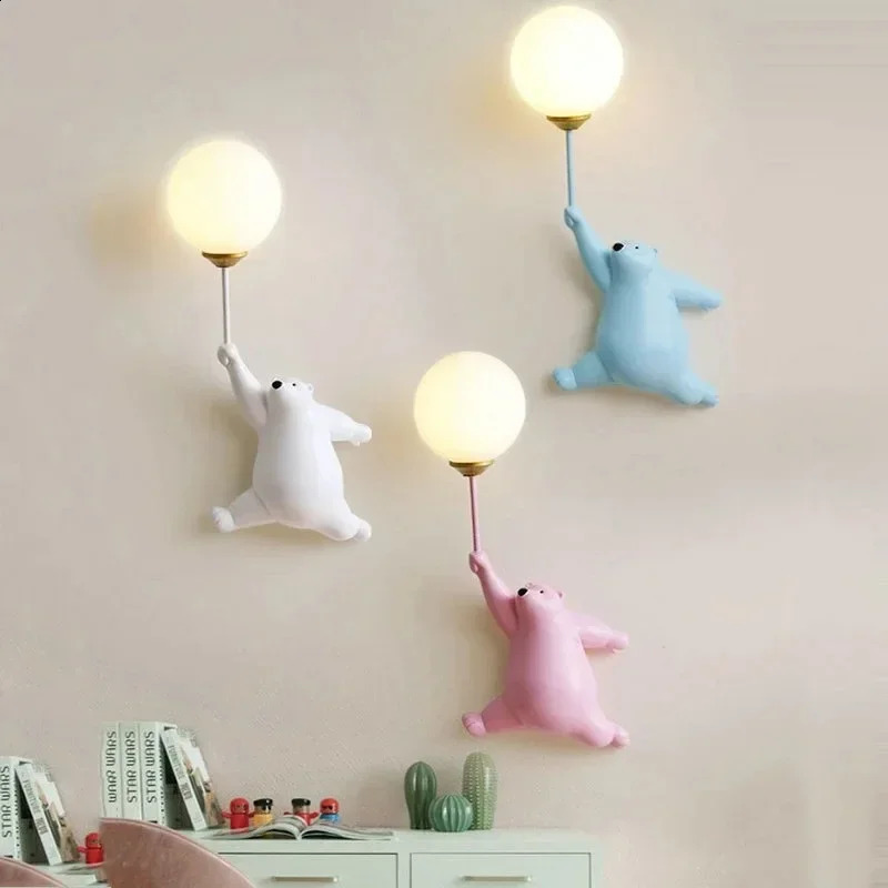 Modern Minimalist Cartoon Bear LED Wall Light Bedroom Research Living Room Childrens Protection Night Light Home Decoration Lighting 250411