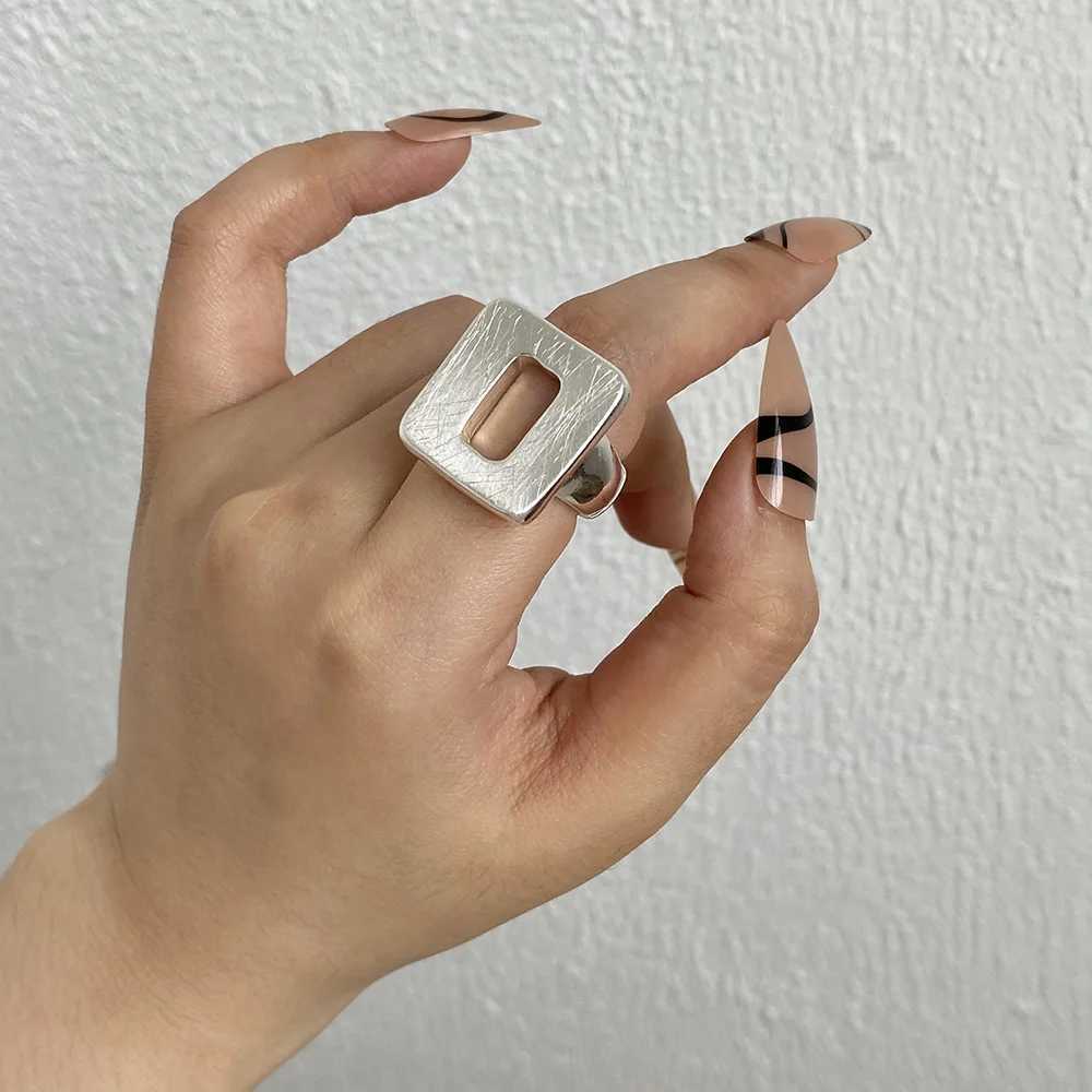 ALLYES Fashion Punk Silver Elastic Rope Adjustable Ring Suitable for Women Men Irregular Metal Finger Rings Jewelry GiftsXJ250412