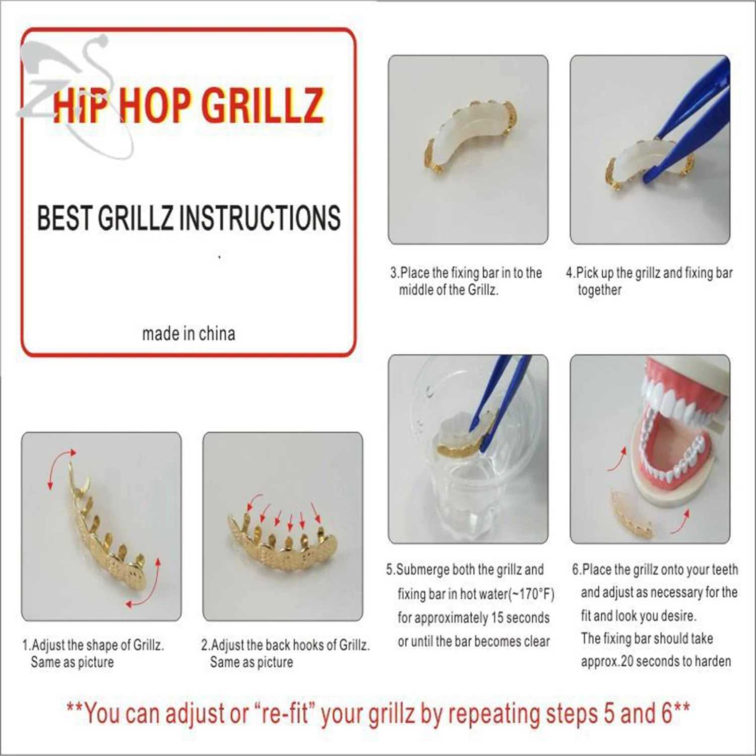 ZS 18K gold-plated grill Cross Heart Crystal Gold Gap Grillz Hip Hop Tooth Cap Bling Grill Trendy Open Fang W250412