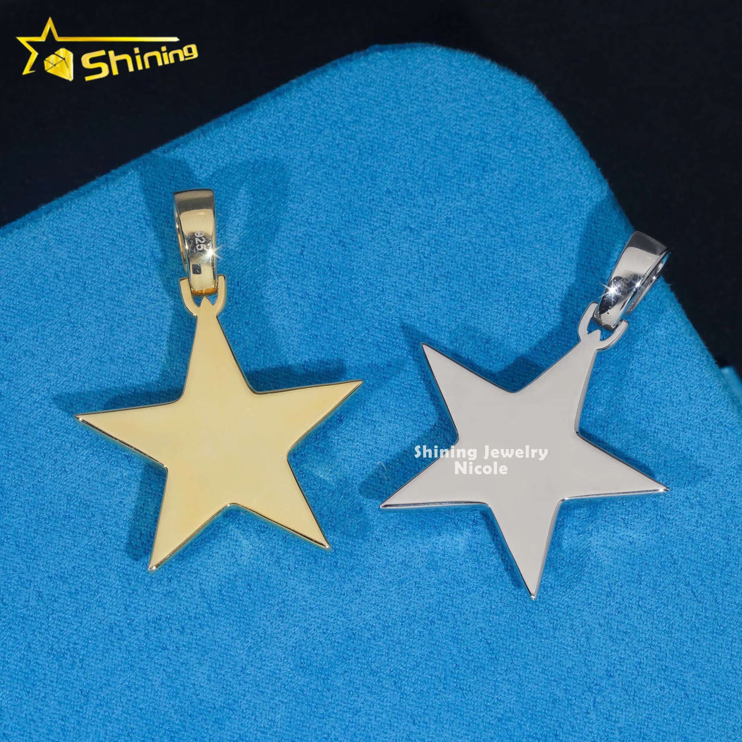 Ready to Ship 925 Sterling Silver Star Charm Hip Hop Diamond Iced Out VVS Moissanite Pendant