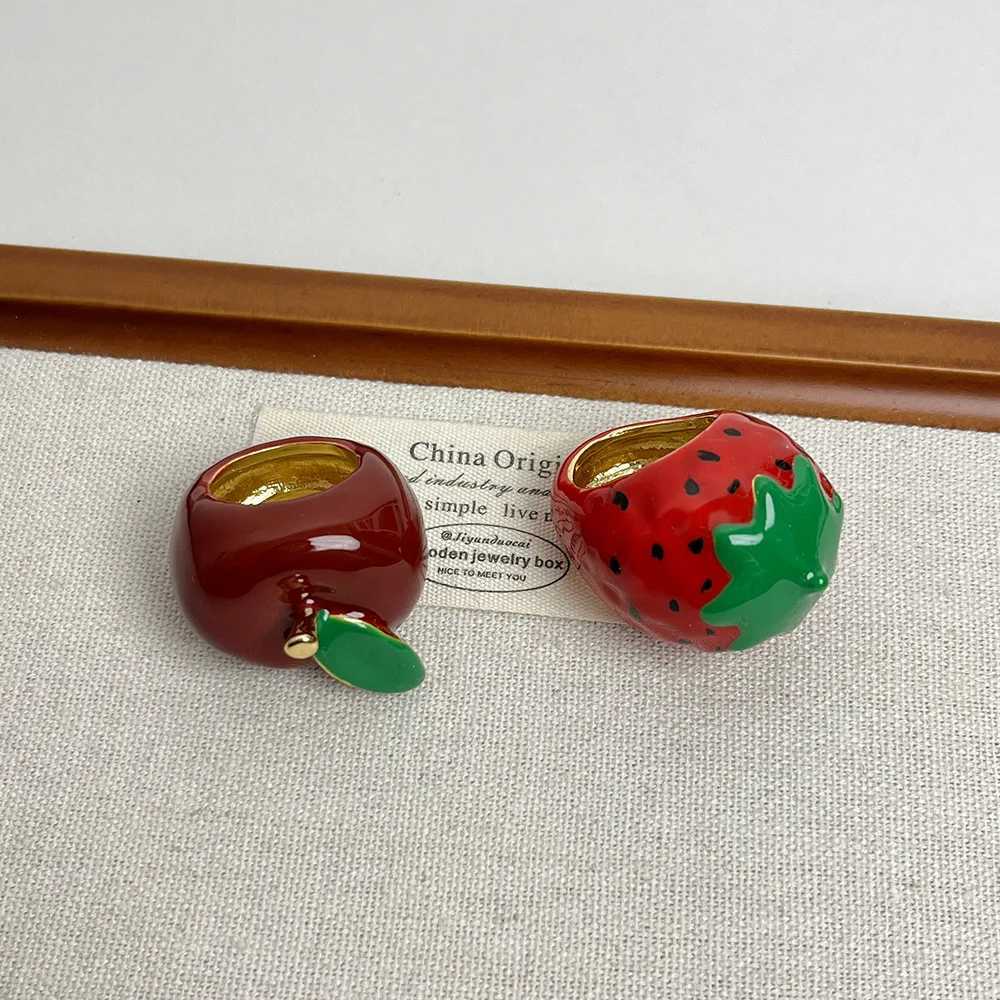 Vintage enamel drip oil ple dry short and chubby ring suitable for girls cute exquisite and unique Y2K jewelry giftXJ250412