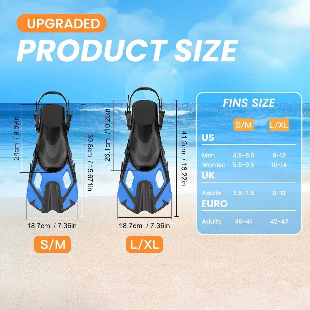 Inflatable Fin Swimming Fin Travel Size Short Adjustable for Inflatable Diving Adult Male Female Neutral Open Heel Swimming Flip CoverY250412