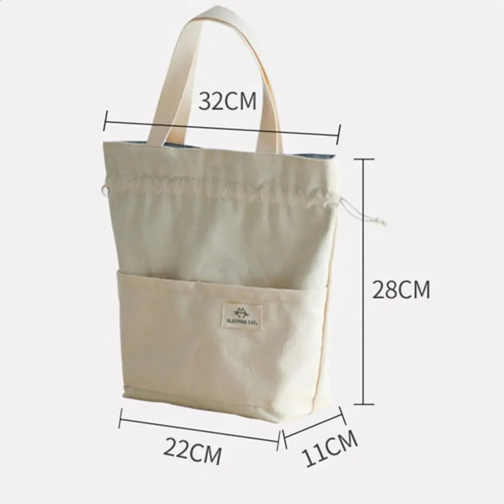 Bento bag large capacity drawstring waterproof aluminum foil lining Japanese lunch box insulated bag daily use 250410