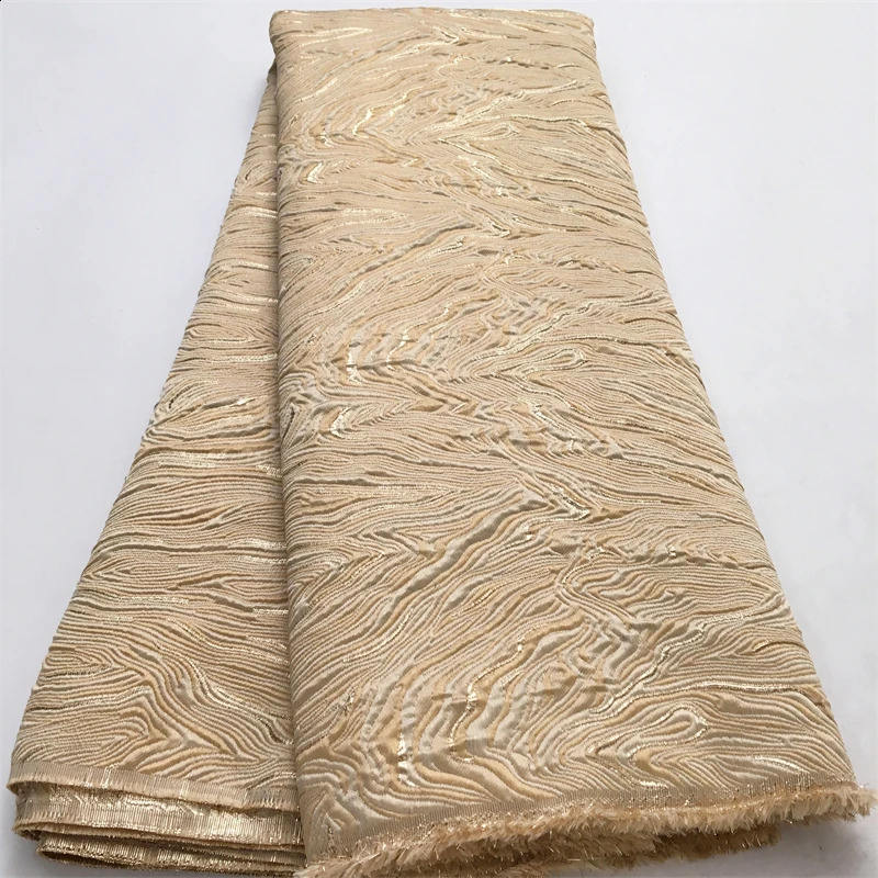 African French Brocade Lace Fabric 2025 High Quality 5 Yards Gilding Nigerian Jacquard Lace Fabric Elegant Dress for Women A4063 250407