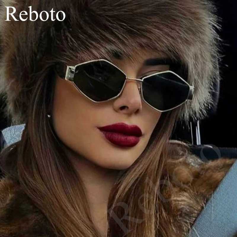 Metal Small Frame Polygonal Womens Sunglasses Fashion Punk Rhombus Sun Glasses For Women Trendy 2024 Vintage Diamond Eyewear Z250411