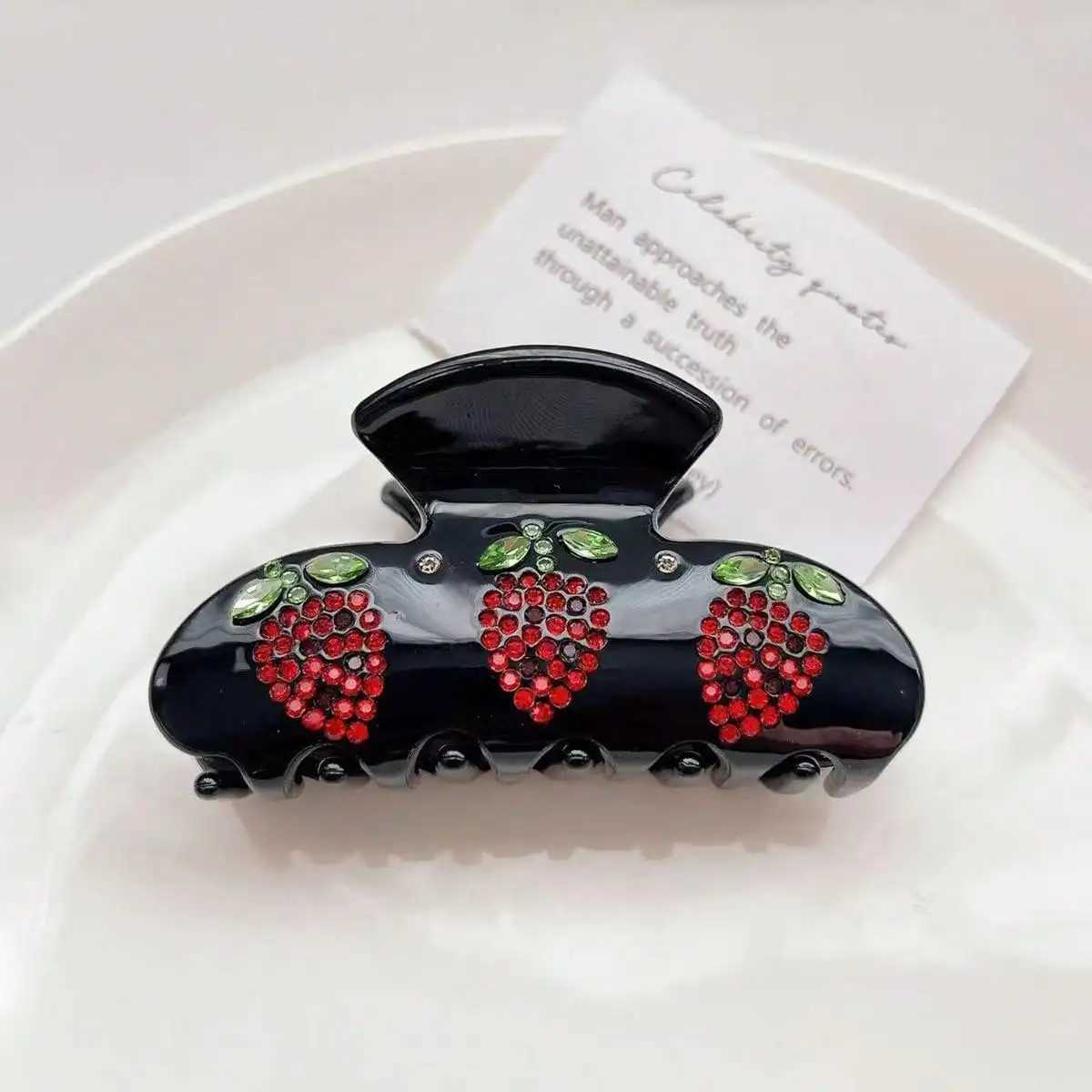 1 piece of sweet water diamond acetate hair clip fresh fruit strawberry board hair clip Y2504012