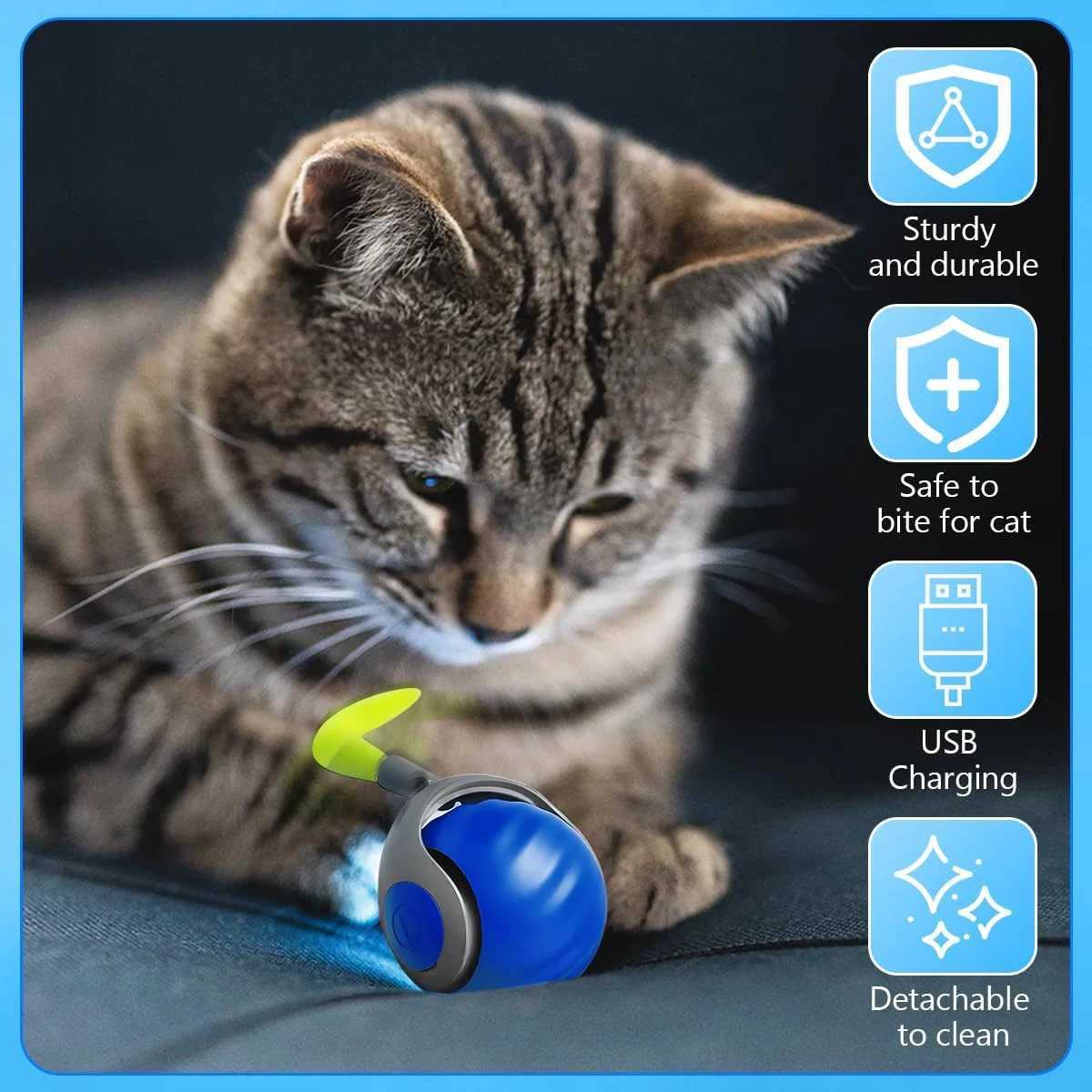 Intelligent interactive fast tail 2.0 cat toy automatic moving ball for cats and dogs to touch and move rolling toy ball Y250412