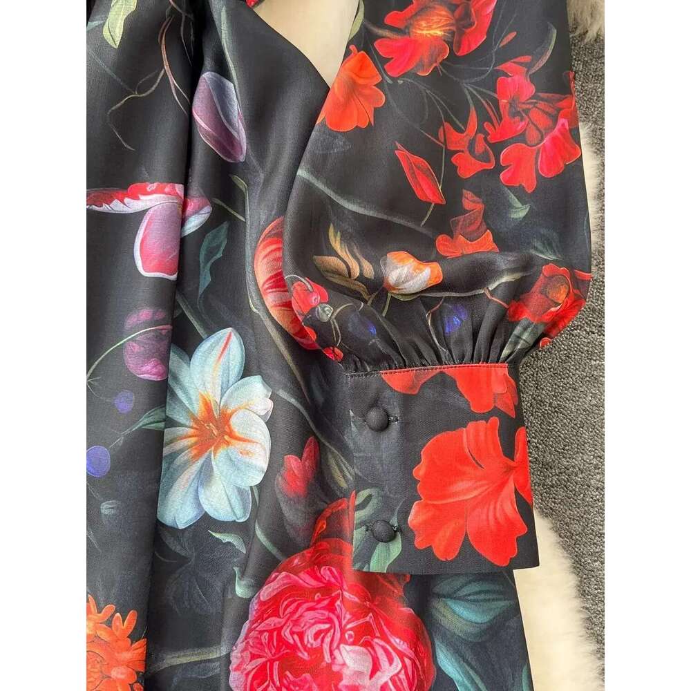 Autumn Bohemian wer Robe Dress Women's en Clothing Stand Collar Long Lantern Sleeve Lace Up Buttons Print Maxi Vestidos