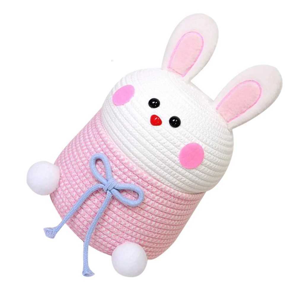 Cotton Rope Woven Storage Basket With Lid Desktop Organizer For Snacks Sundries Decorative Basket Bedro Household Y251112