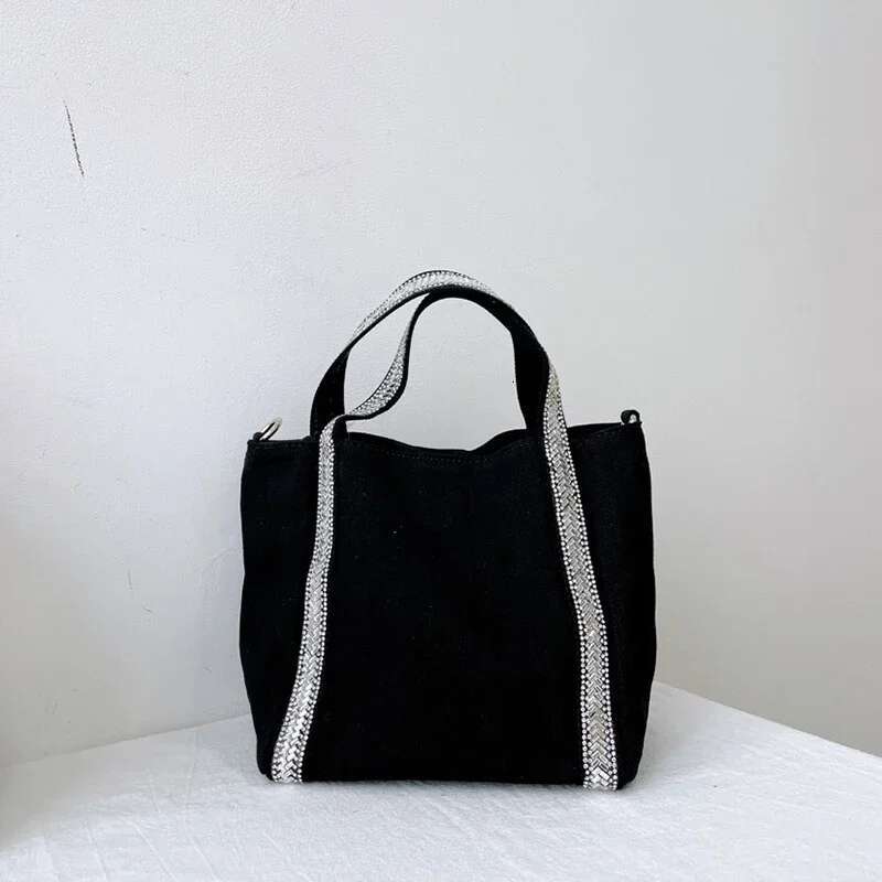 Hand-Held Canvas Purses And Handbags Designer Women's Rhie Basket Tote Contrast Color Large Capacity Shopping Bags