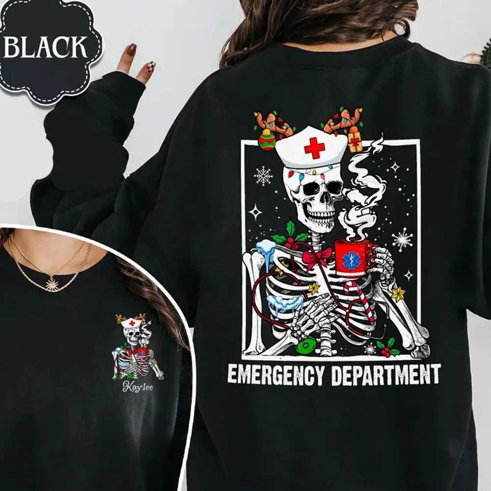 POD customization Womens Custom Christmas Er Nurse Sweatshirt Emergency Department Nurse Crew Sweatshirts Long Sleeve Y2k Clothes New in TopsT251112